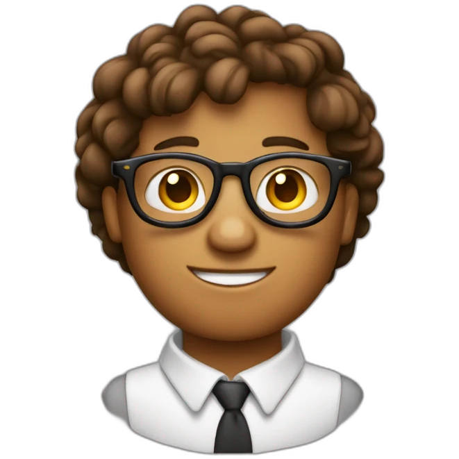 Garcon avec cheveux maron court et lunette ronde emoji