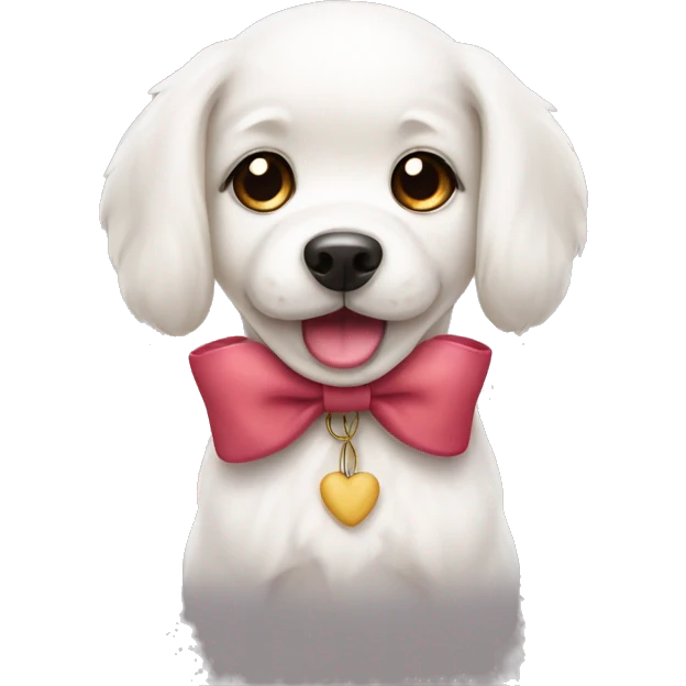 Cute white dog with a bow emoji