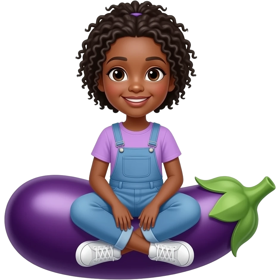 a black girl sitting on an eggplant emoji
