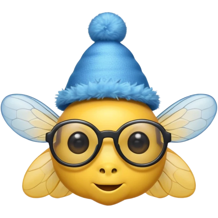 party blue hat bee with glasses emoji