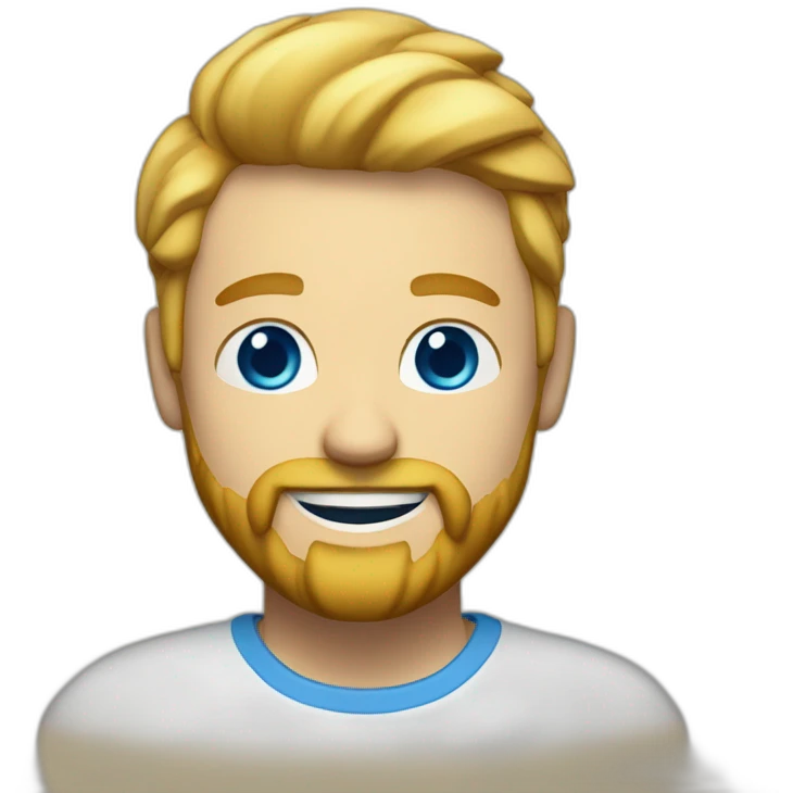 gleddyn with blue eyes and a blonde beard smiling full face emoji