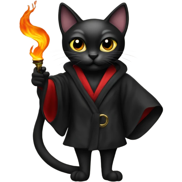 Black cat with a Hugh Hefner robe and a pipe emoji