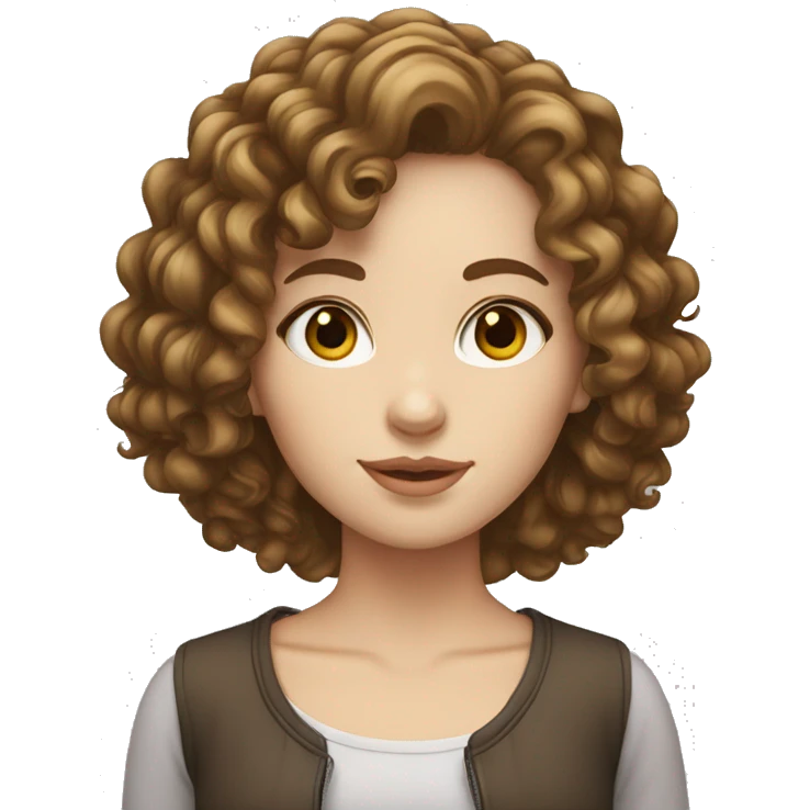 white girl with brunette curly hair emoji
