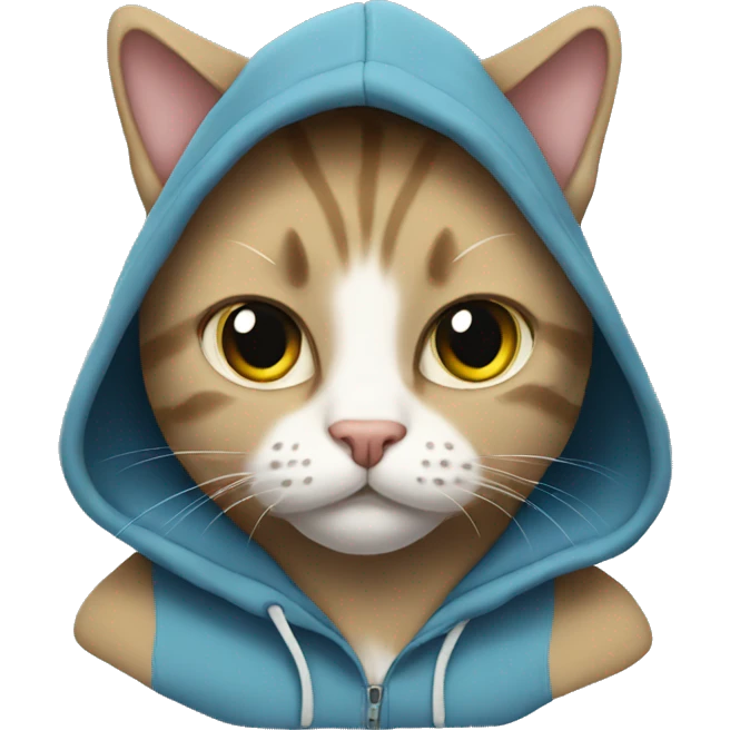 Cat wearing a hoodie emoji
