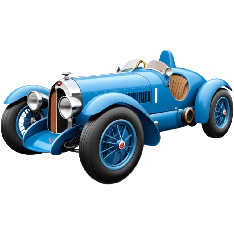  Open wheel 1936 luxury racing Bugatti lowered powerful 4 cylinder engined racing car featuring advanced rugged 4 wheel independent suspension, power steering, disc brakes and small leather covered steering wheel  emoji