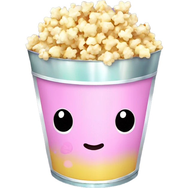 Kawaii chrome pastel glittery popcorn bucket    emoji
