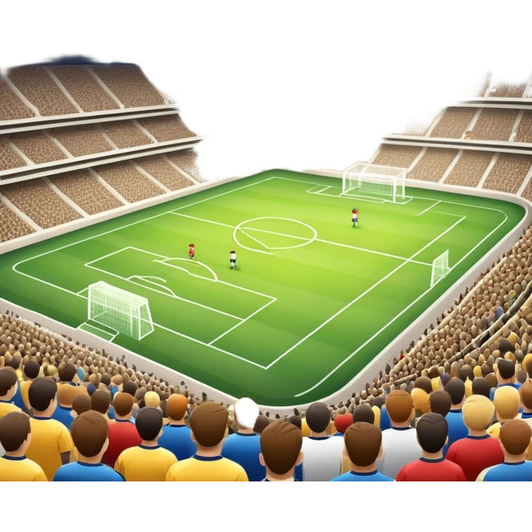 An icon showing a soccer stadium filled with close-up players in action, inspired by EA Sports FC 25. The design features players on the field, with the stadium lights shining brightly and a lively crowd in the stands. Transparent background highlights the energy and excitement of the match. emoji