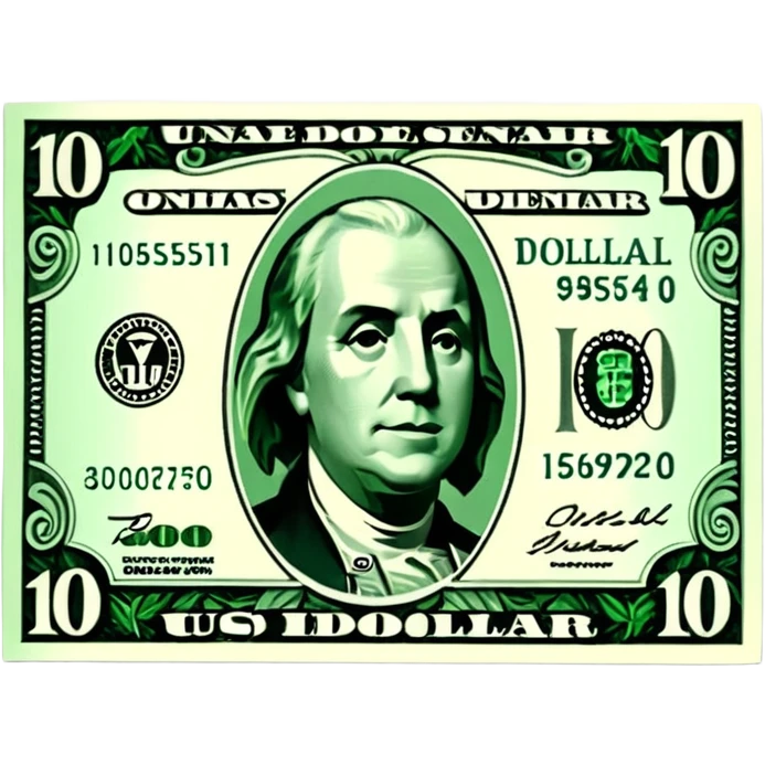 3D realistic US 100 dollar bill sticker, slight perspective, centered, clean cutout, transparent background, no text, no watermark emoji