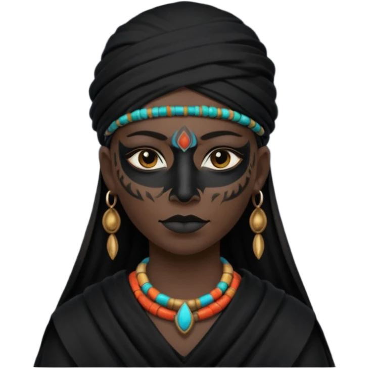 shaman woman in black clothes black face cover cloth emoji