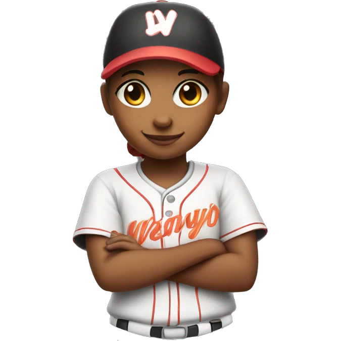 Cute softball player with a w on the shirt emoji