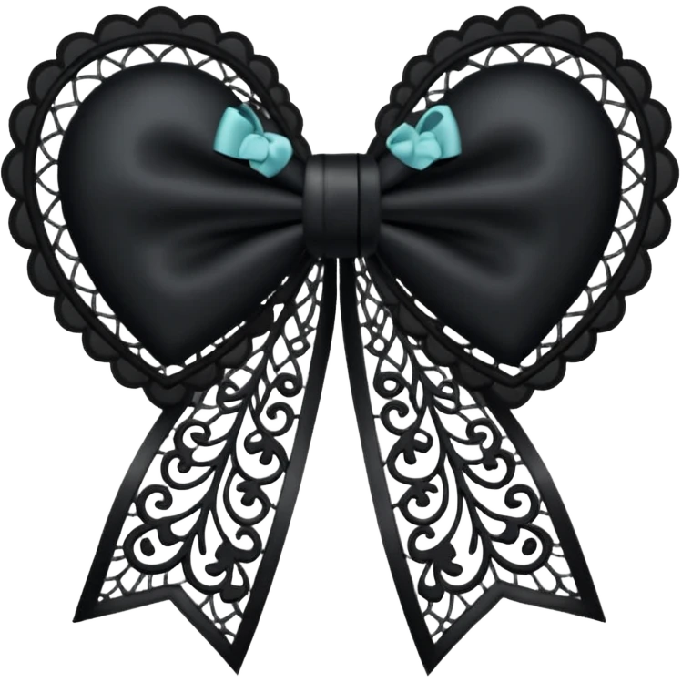 black heart with a black bow and lace details emoji