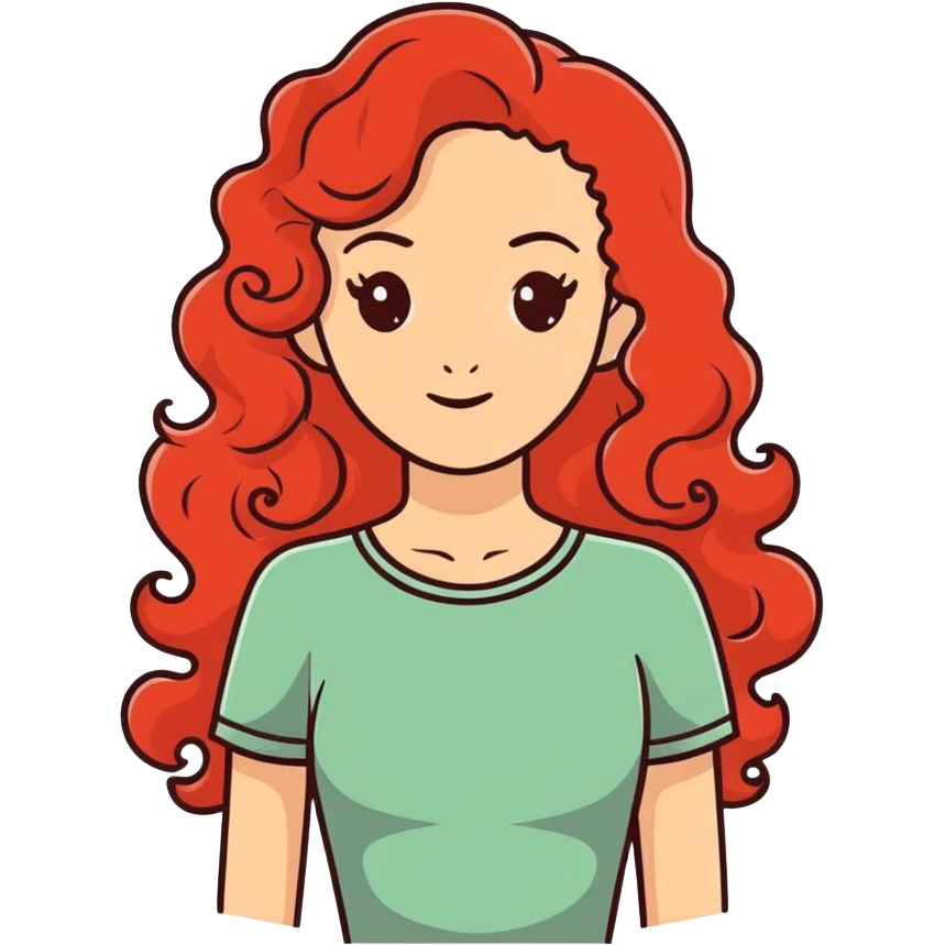 A woman with long red curly hair  emoji