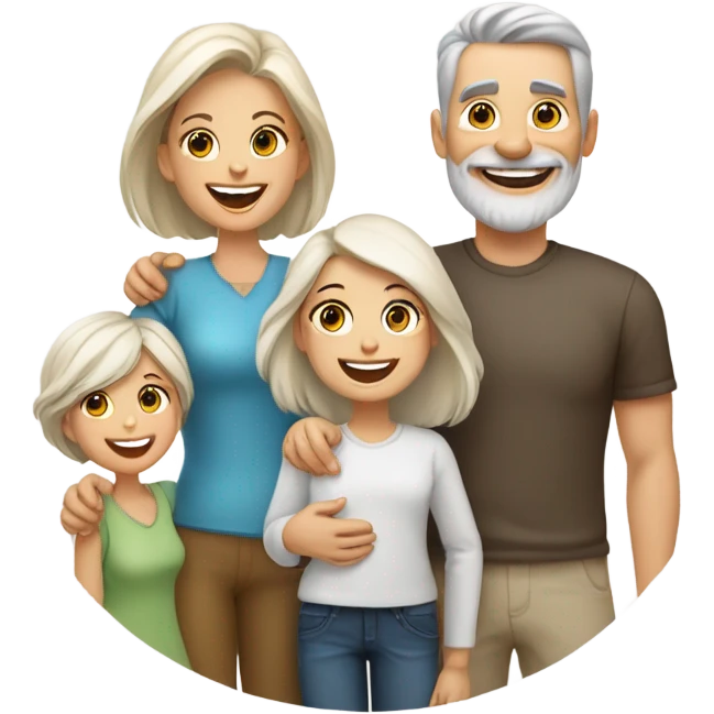 White Family big love mom dad two daughters and two miniature Schnauzers emoji