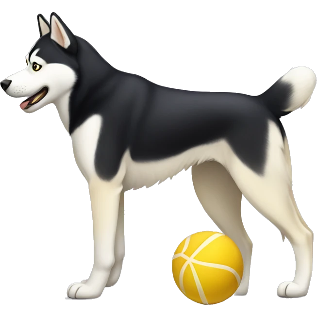Husky playing with yellow Labrador  emoji