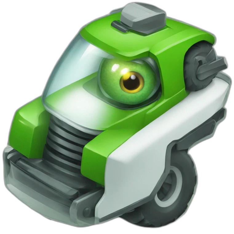 an eyeball with a green lawnmower reflection emoji