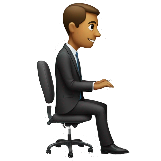 businessman man at his computer writing "e se?" emoji