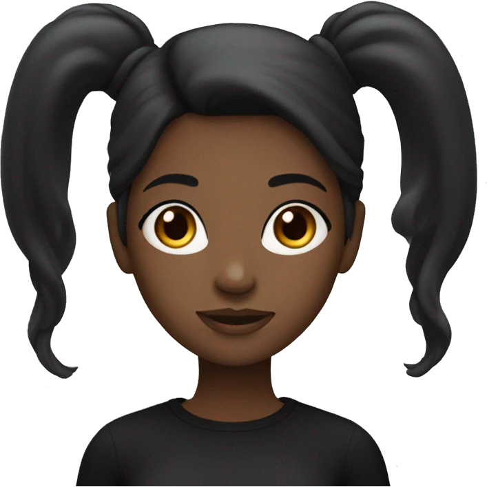 blackgirl with long hairs and brown eyes and wears black clothes emoji