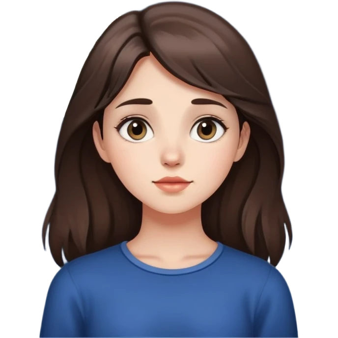 Brunette girl looking at the moon emoji