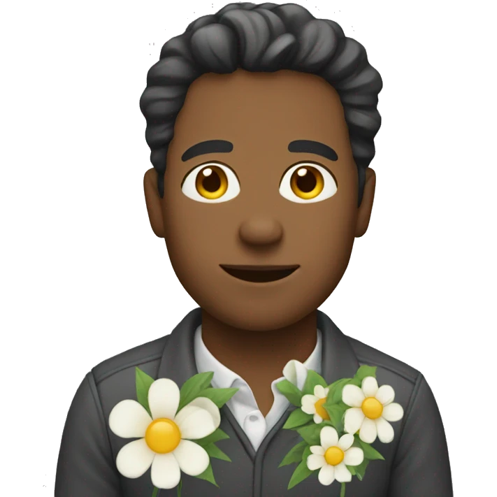 Light colored man with flowers emoji