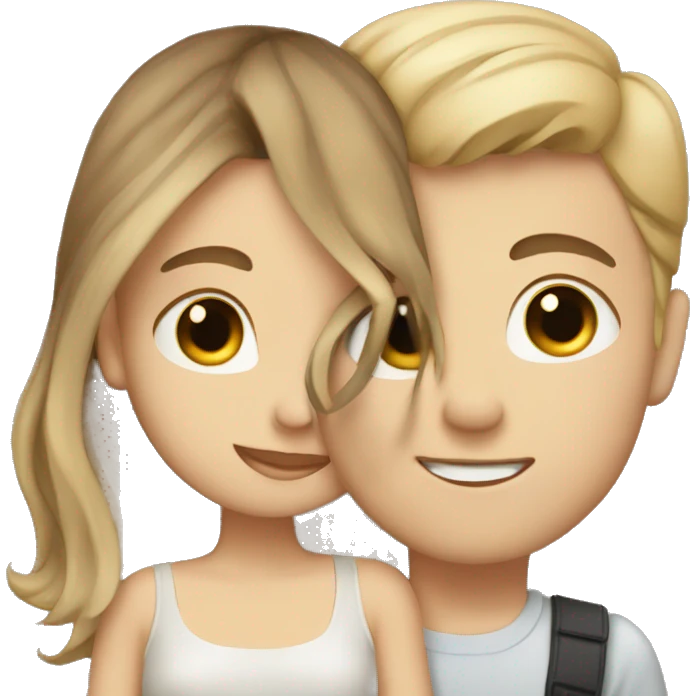 A Boy with brown hair kissing a girl with blonde hair emoji
