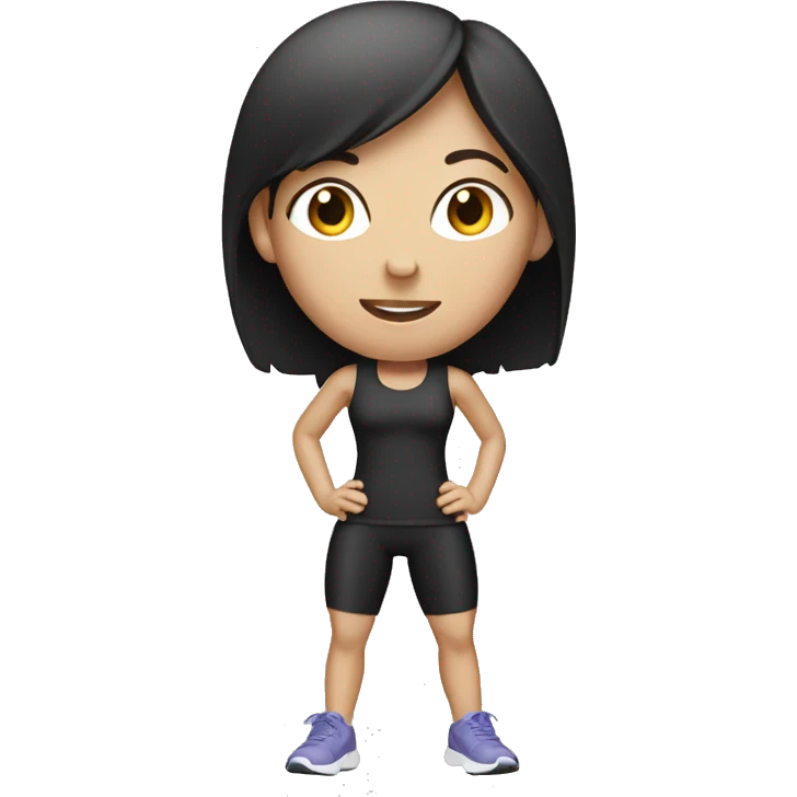 white skinny female with dark hair in exercise clothes emoji