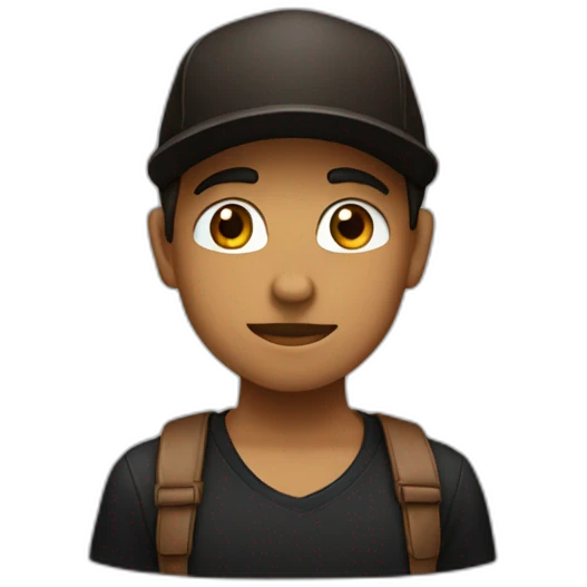I want you to create an emojic of a boy with a brown cap and black shirt emoji