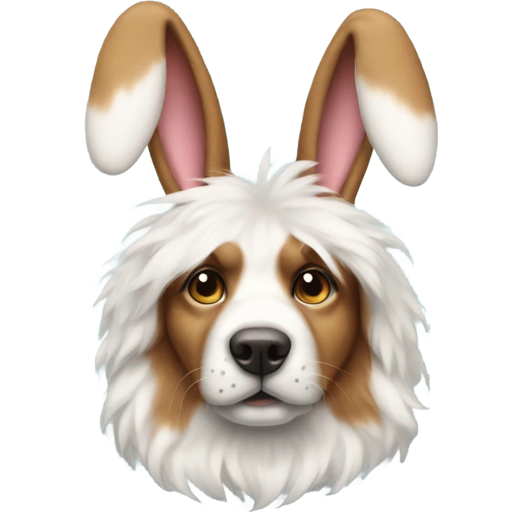Dog wearing bunny ears emoji