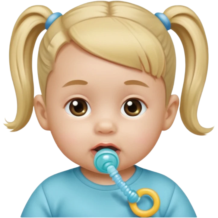 very smalll  baby with ponytail and pacifier emoji