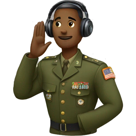 military salute with headphones emoji
