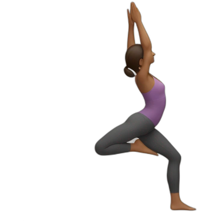 Yoga pose standing on one leg with other in air in a binding emoji