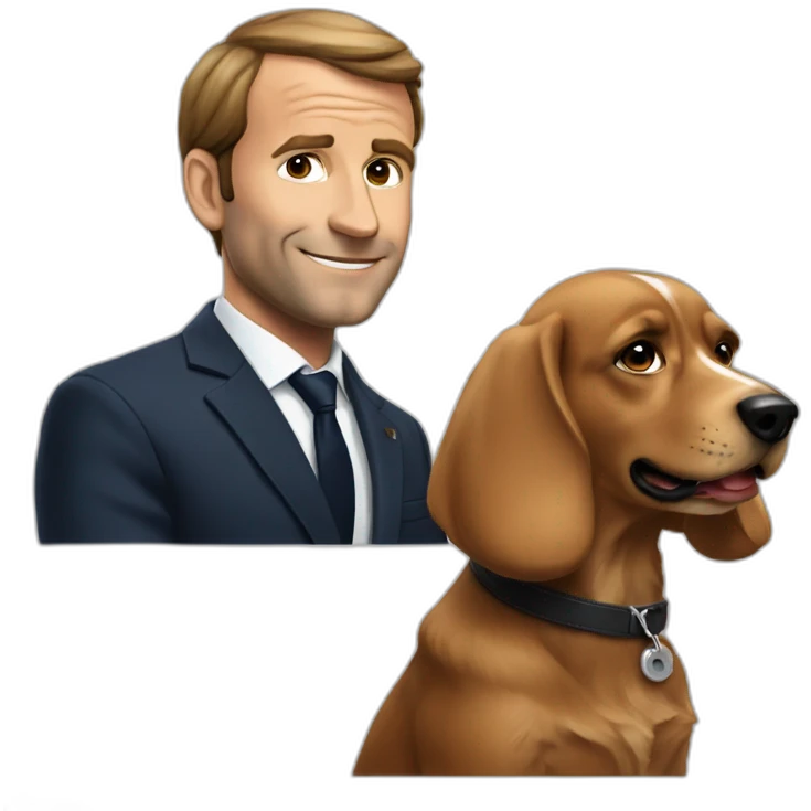 Macron with cocker dog emoji