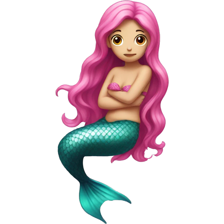 a sad mermaid with pink tail emoji