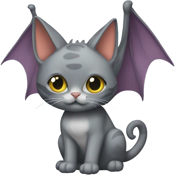 Grey tabi cat with dragon wings emoji