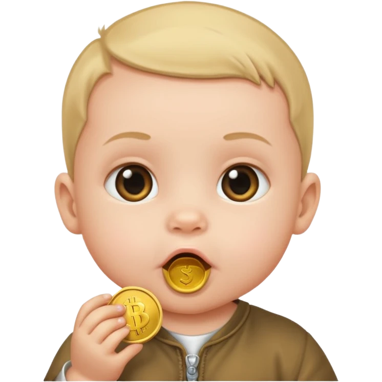 bebe com moeda na boca emoji