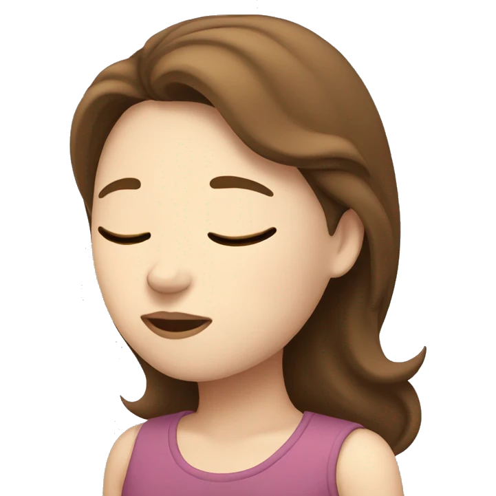 An emoji of a girl with brown hair white skin sleeping emoji
