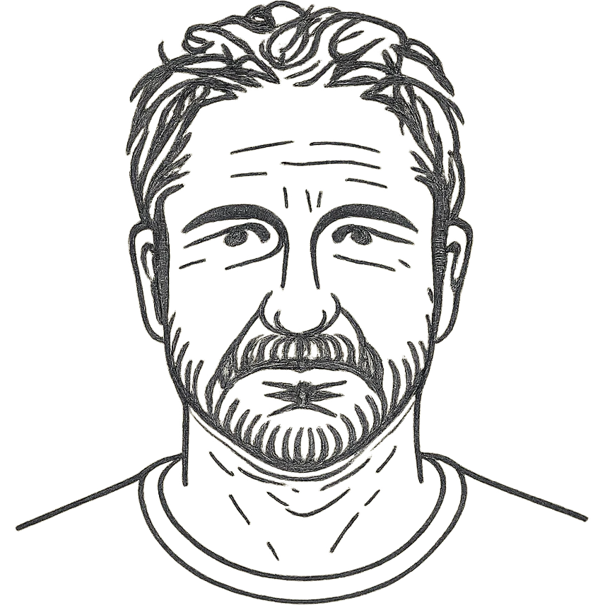 hand drawn outline style portrait inspired by Gerard Butler emoji