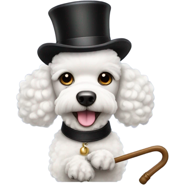 White poodle with top hat and cane emoji
