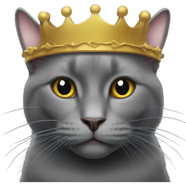 black cat with a king crown on emoji