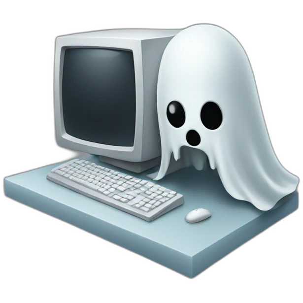 Ghost with a computer emoji