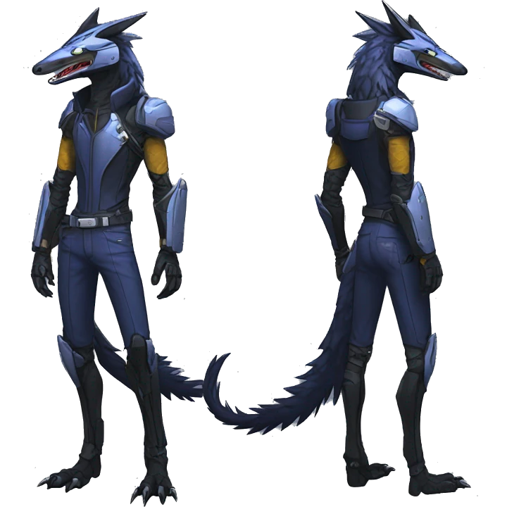 Full body Edgy Anthro Futuristic Mechanical Sergal-raptor-nargacuga-vernid emoji