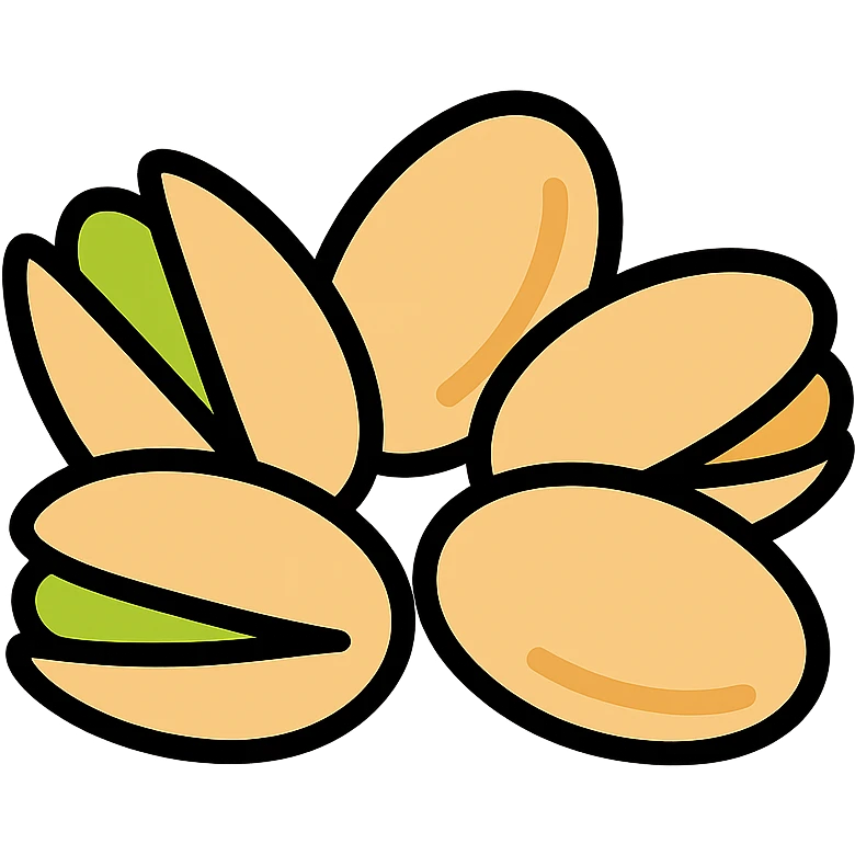 a handful of pistachios, flat icon style, minimalistic, clean lines, vibrant colors emoji