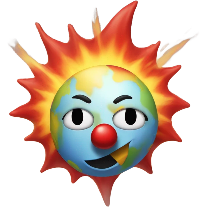 Fireball with a clown face on it flying towards earth emoji