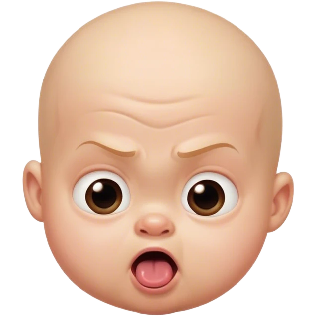 Bald baby Mr incredible head face with tongue sticking out left sideways in disgust slowly zooming in emoji