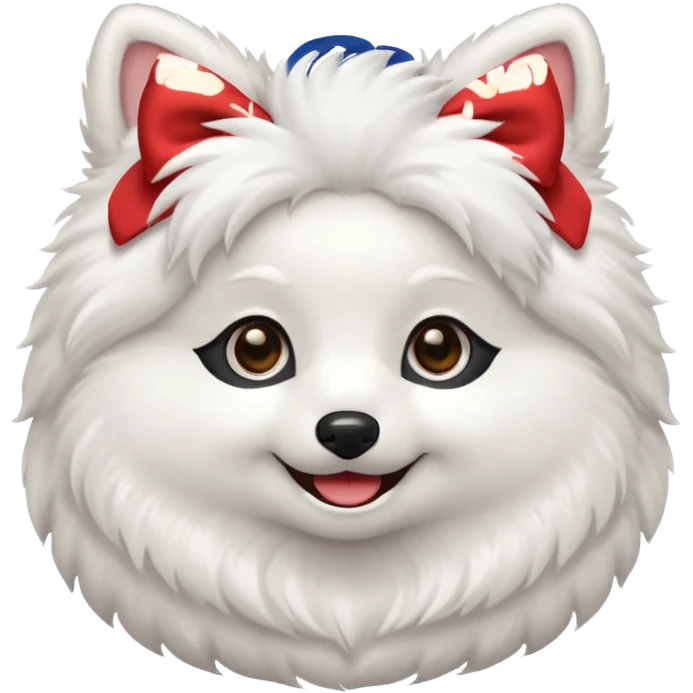 American Eskimo with a bow emoji