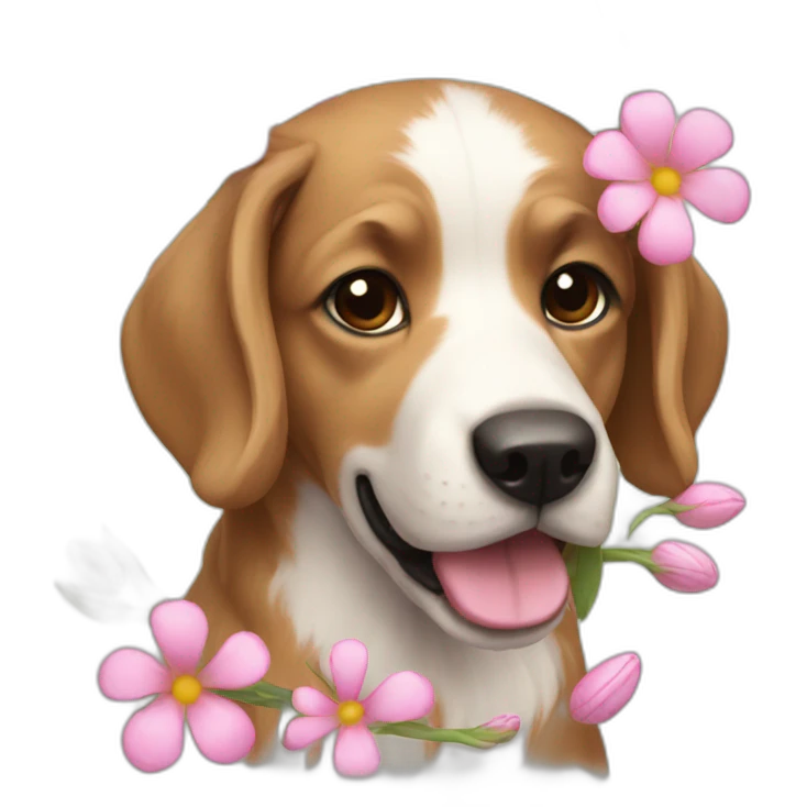 dog flowers emoji