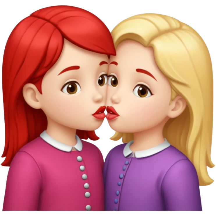 two little gals kissing on the lips emoji