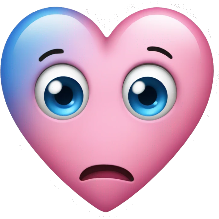 pink heart with blue eyes that is surprised emoji