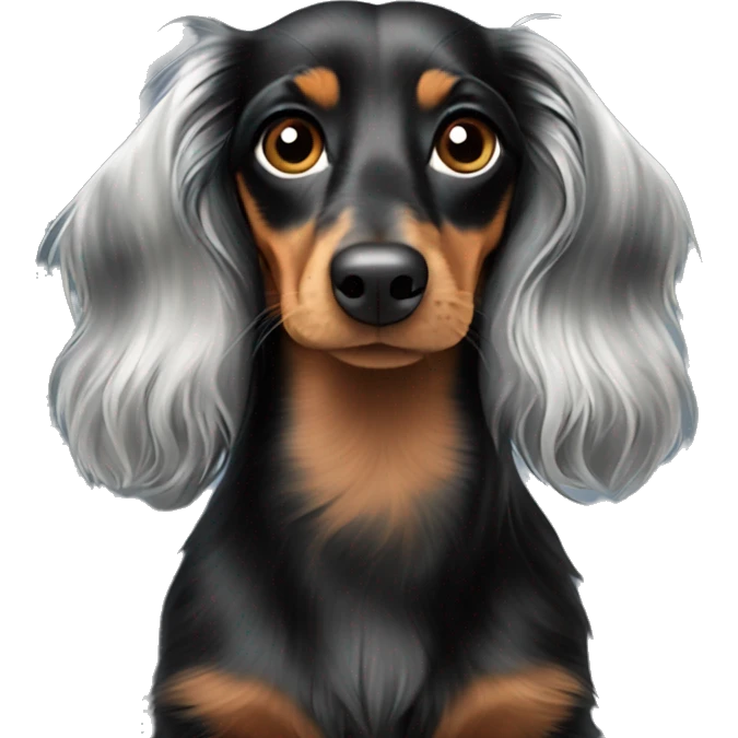 Long haired black merle dachshund  emoji