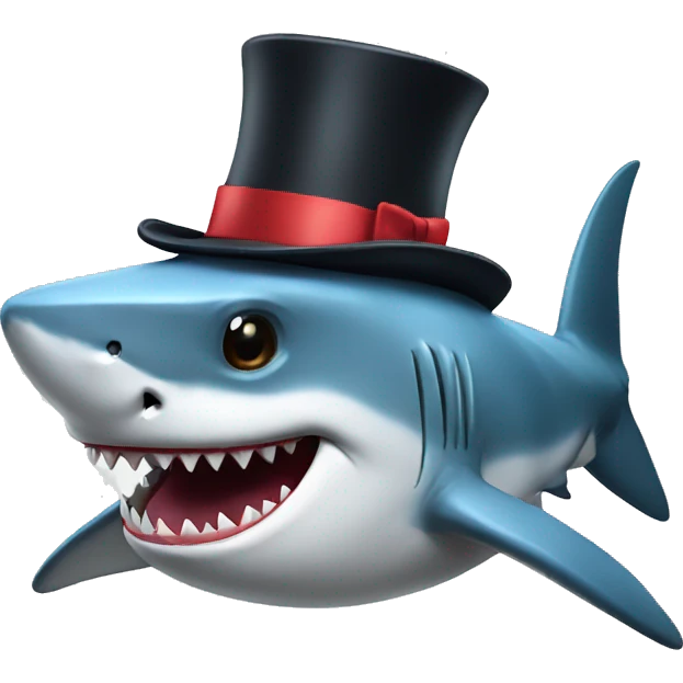 Shark with a top hat emoji