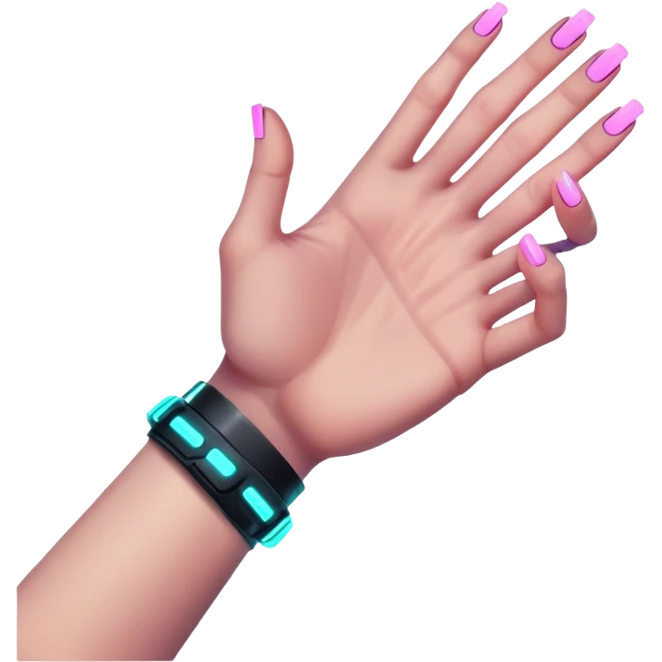 Neon cyberpunk style 
male hand holding female emoji